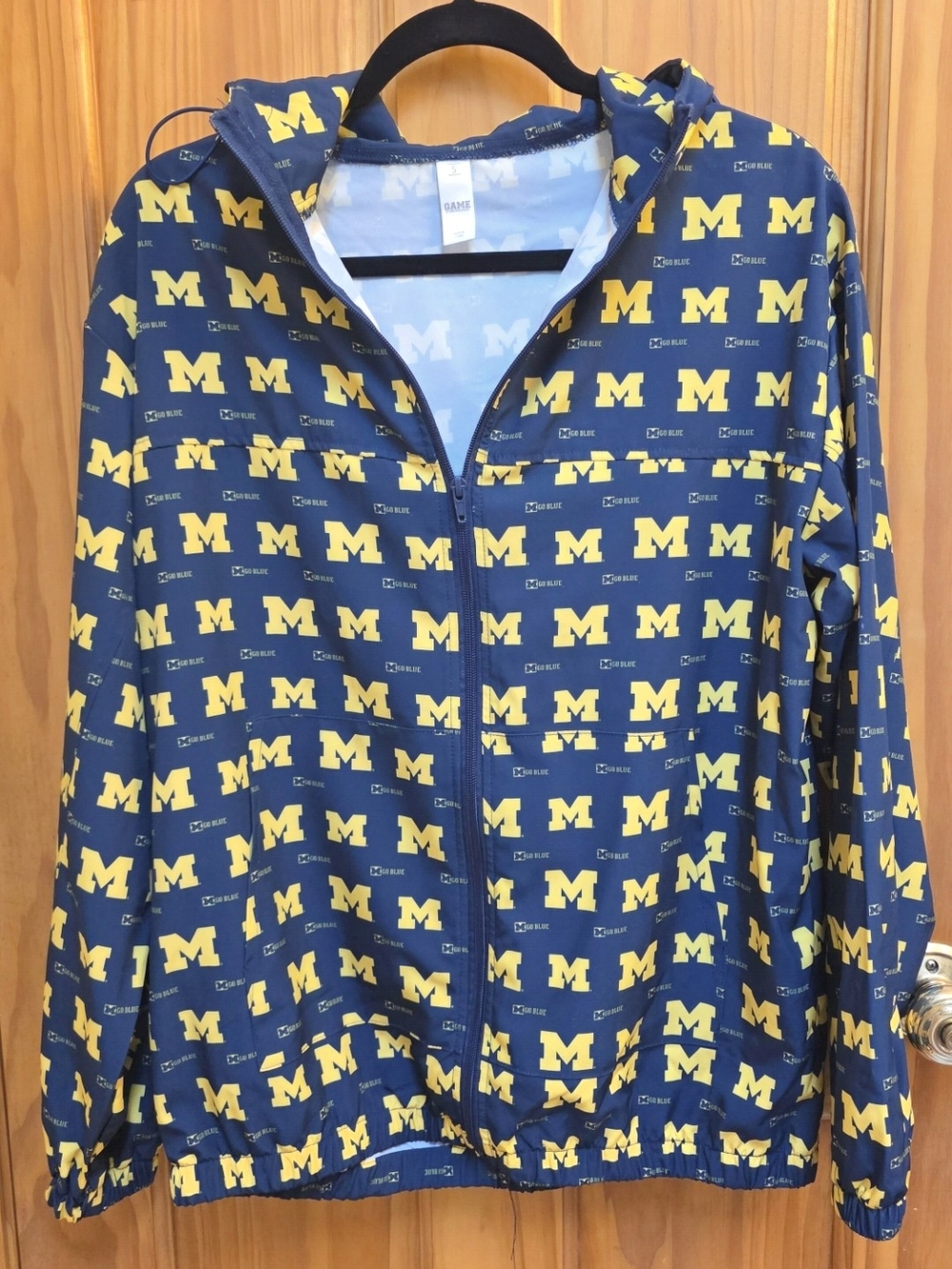 University Michigan Logo Navy & Maize Hooded Windbreaker Jacket